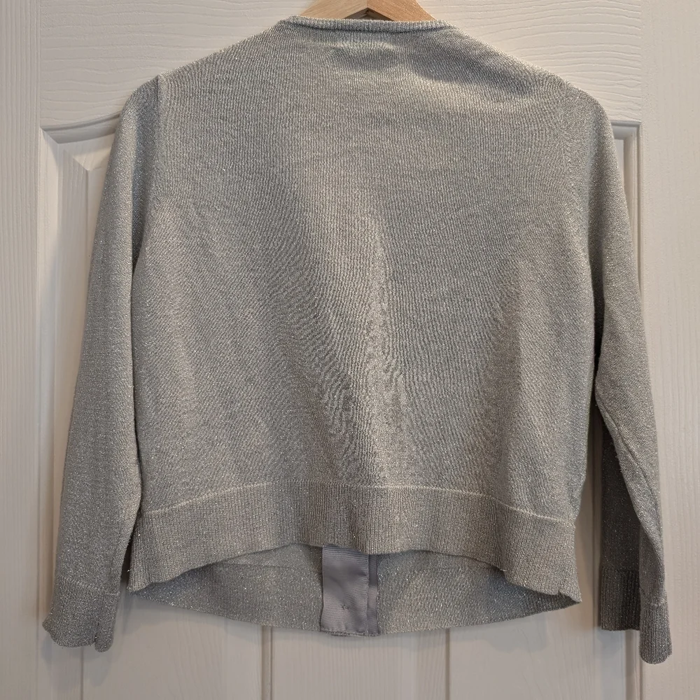 Calvin Klein Silver Cardigan Sweater with 3/4 Sleeves - Picture 6 of 6